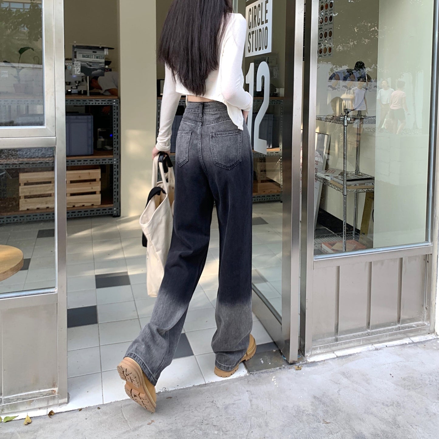 カジュアル グラデーション 好感度満載 ハイウエスト パンツ ボトムス＜S-3736＞