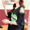 スタイリッシュ 切り替え 一目惚れ プリント Tシャツ カットソー＜S-3521＞