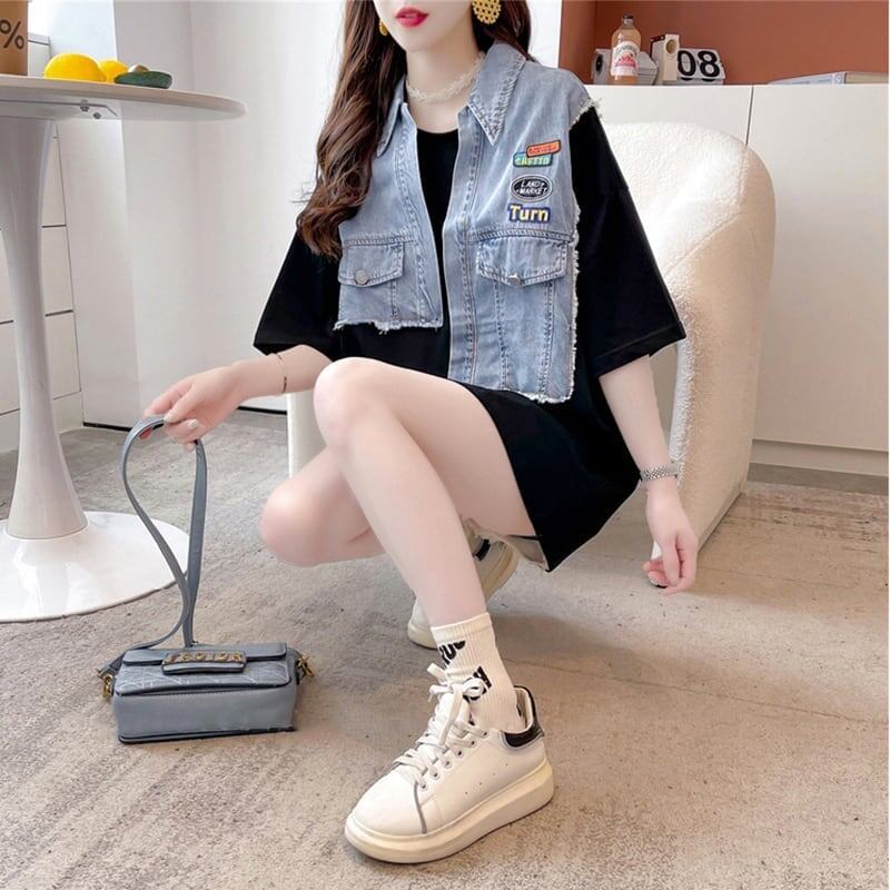 着心地抜群 切り替え 気質溢れる Tシャツ カットソー トップス＜S-3057＞