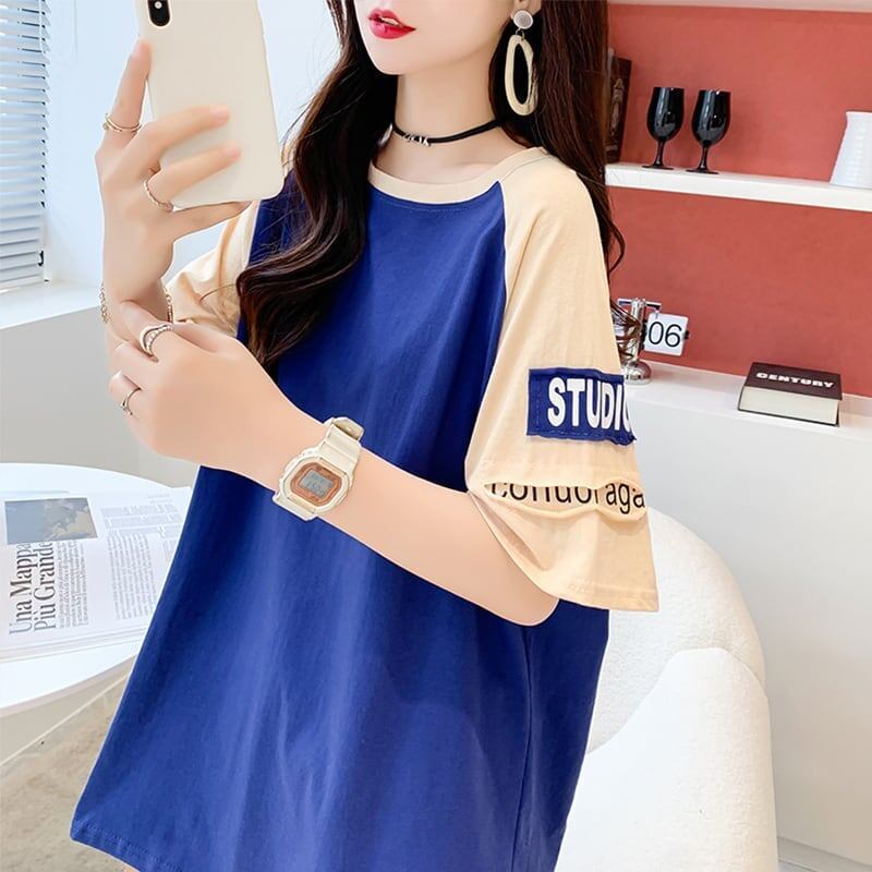 ゆったり感アップ 切り替え 一目惚れ プリント Tシャツ カットソー＜S-3533＞