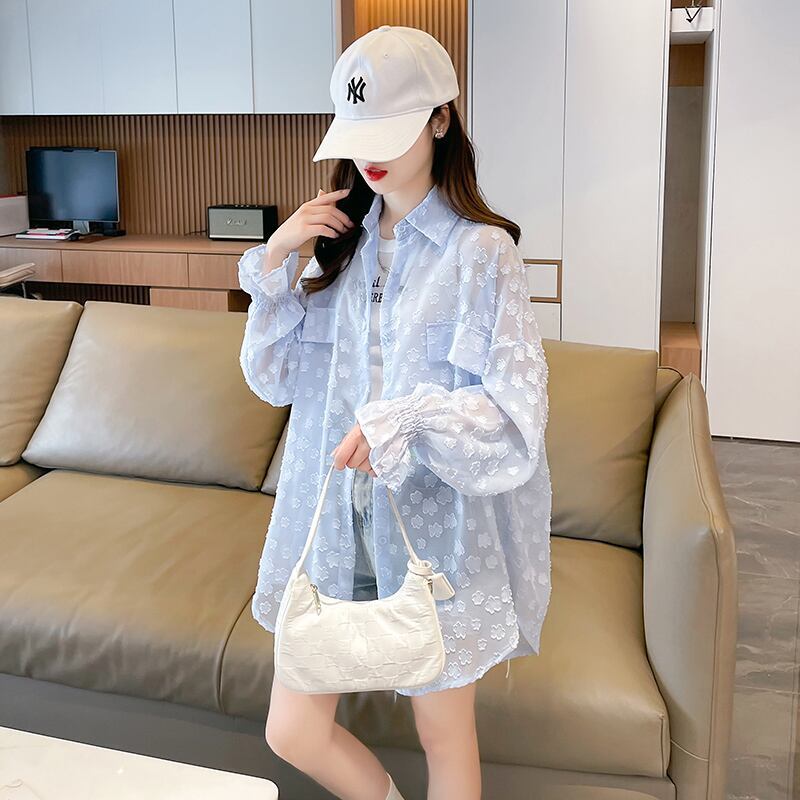 定番シンプル カジュアル UV対策合わせやすい ゆったりシャツ 全3色＜S-8370＞