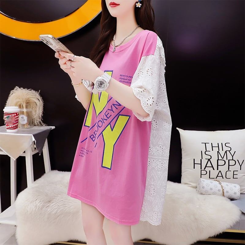 デザイン感 3色選択可 合わせやすい プリント Tシャツ カットソー＜S-3095＞