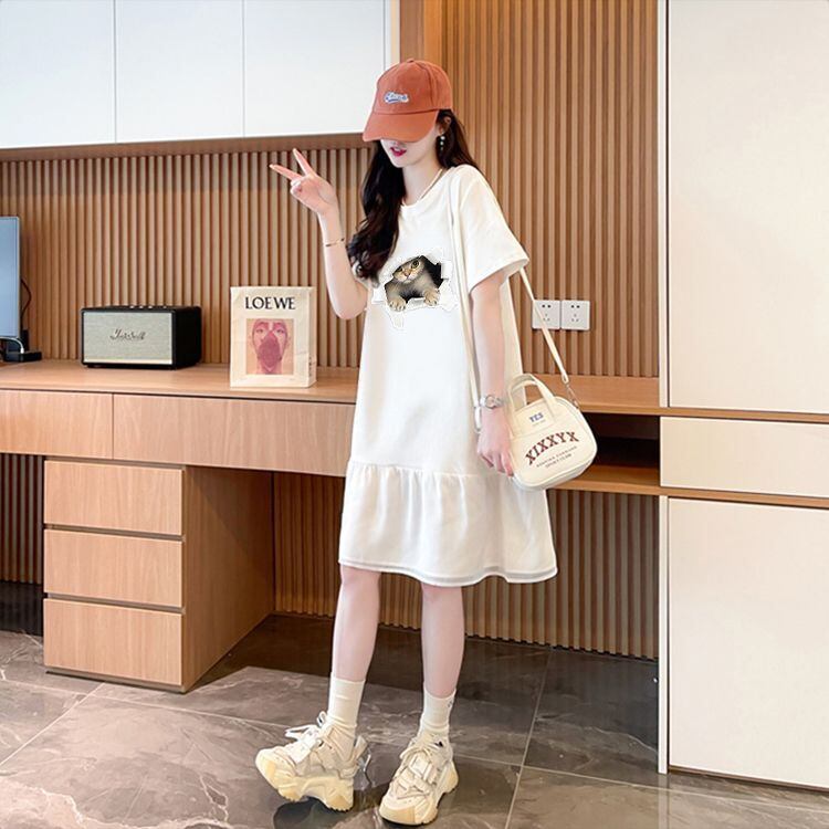 絶対欲しい ネコ カジュアル デザイン ゆったり 半袖 Tシャツ＜S-8658＞