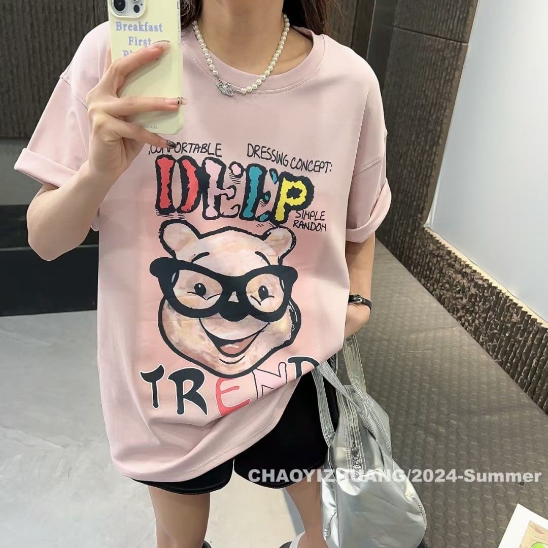 豊富な品揃え カジュアル ファッション プリント 半袖Tシャツ<S-4915>