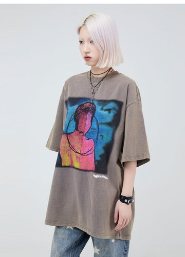 大注目 ファッション ストリート系 ヴィンテージ加工 プリントTシャツ ＜S-2875＞
