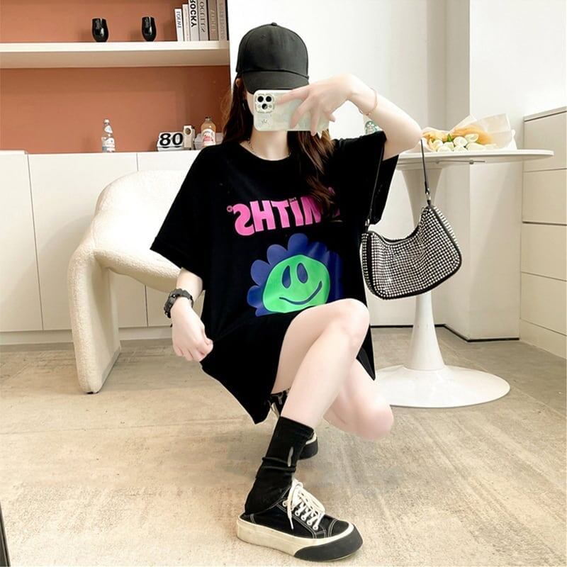 美人度アップ 切り替え ファッション プリント Tシャツ カットソー＜S-3412＞