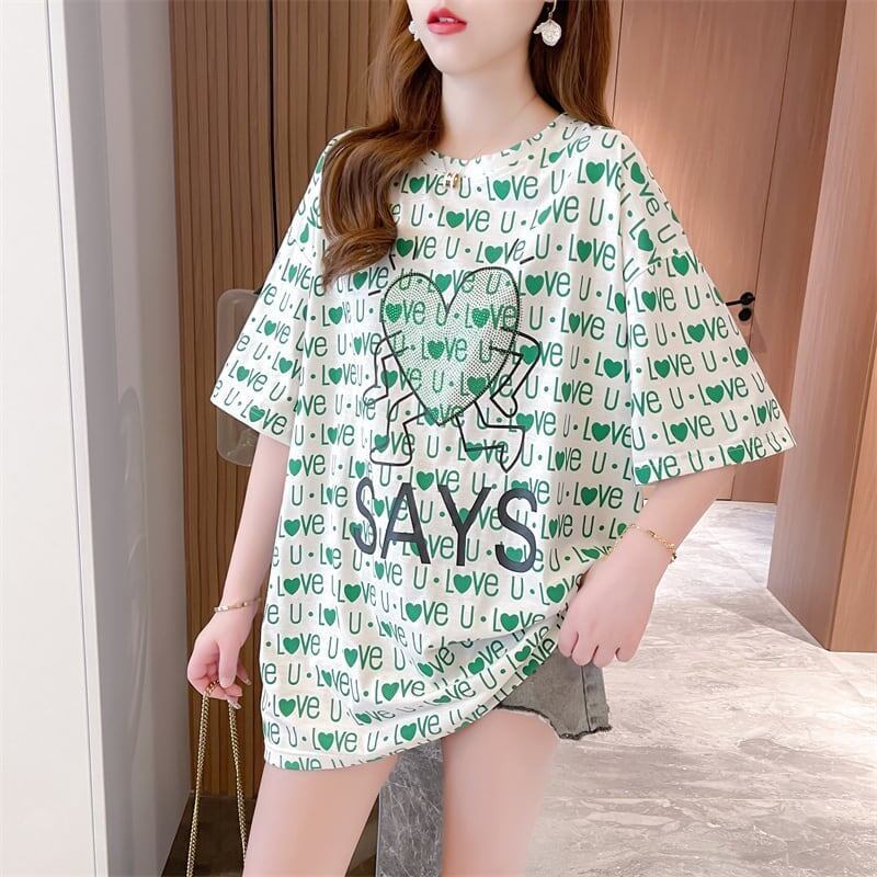 カジュアル 切り替え オシャレ度満点 プリント Tシャツ カットソー＜S-3411＞