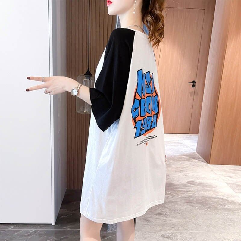 好感度満載 切り替え 美感いっぱい プリント Tシャツ カットソー＜S-3621＞