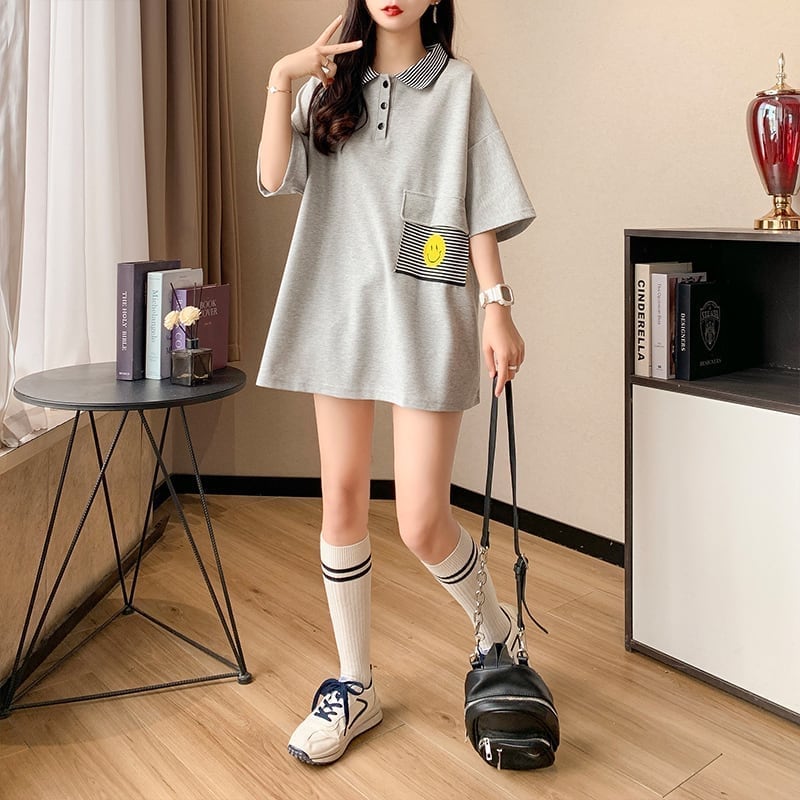 カジュアル 3色選択可 お洒落 ストライプ Tシャツ カットソー＜S-3068＞