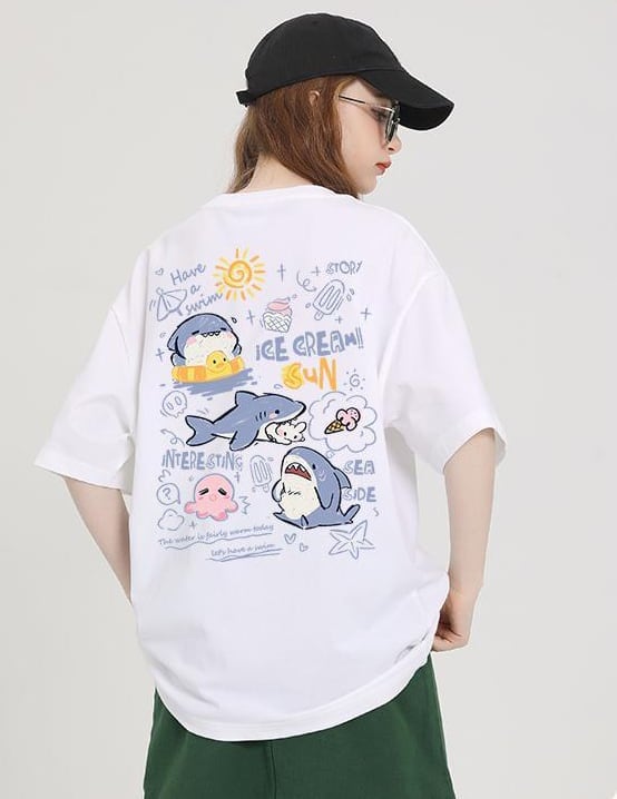 売り切れ必至 4色選択 ポップなプリントが夏に映えるプリント 半袖Tシャツ＜S-9327＞