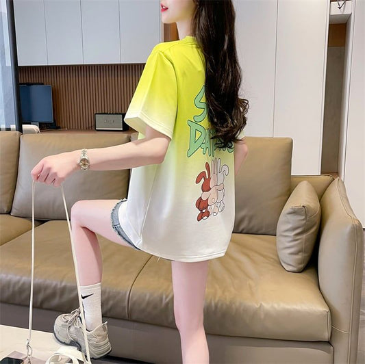 新商品 カジュアル グラデーション プリント 全3色 半袖Tシャツ<S-9214>