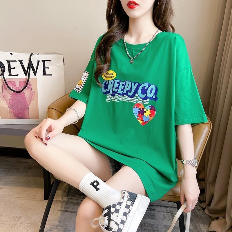 デザイン感 切り替え チャーミング プリント Tシャツ カットソー＜S-3409＞