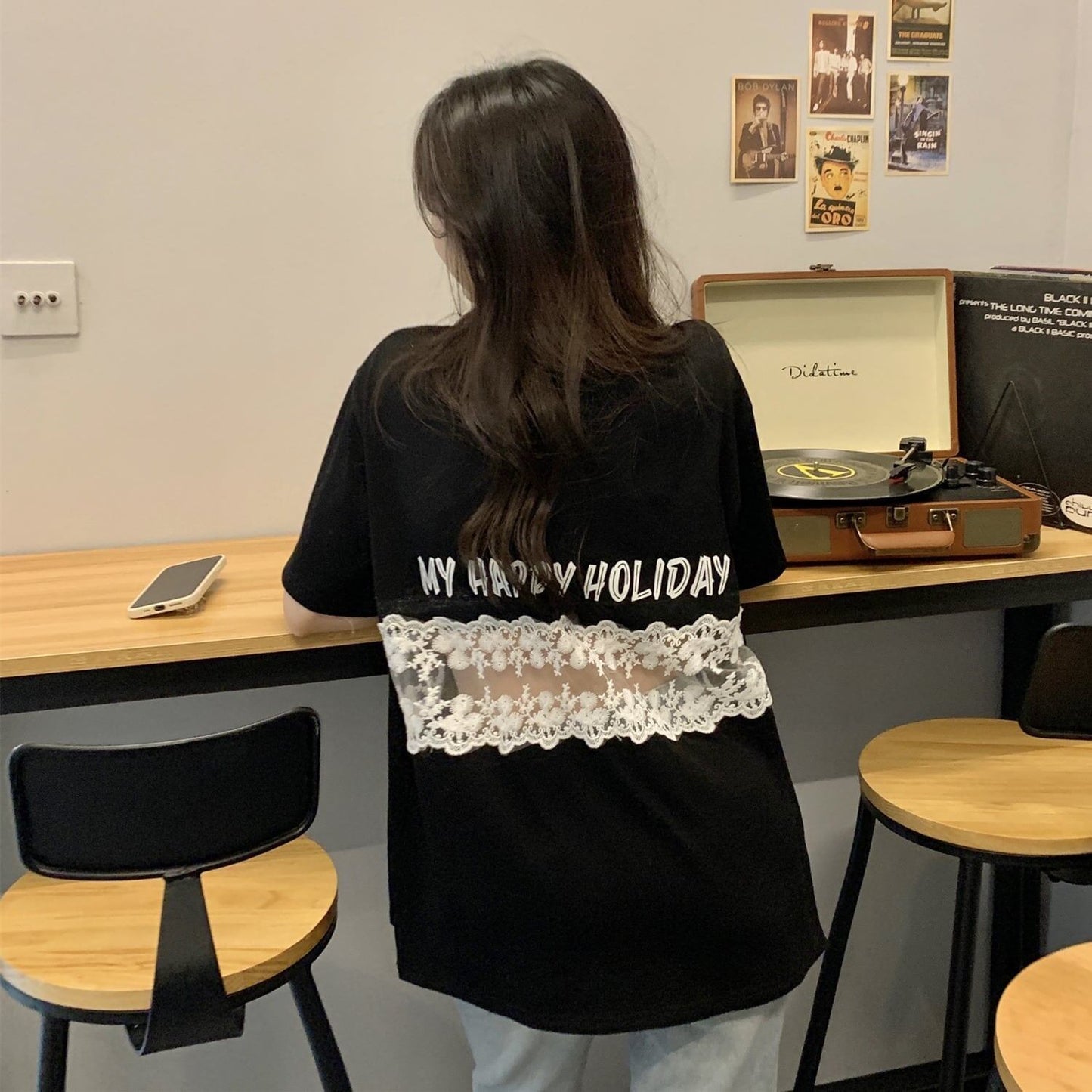 デザイン感 切り替え チャーミング プリント Tシャツ カットソー＜S-3538＞