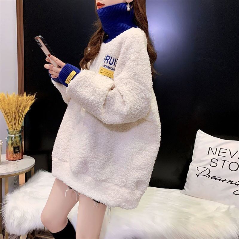 もこもこハイネックボアトレーナー全3色厚手スウェット<S-4394>