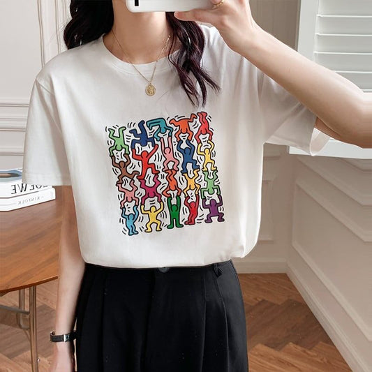 オシャレ度満点 切り替え 着心地抜群 プリント Tシャツ カットソー＜S-3408＞