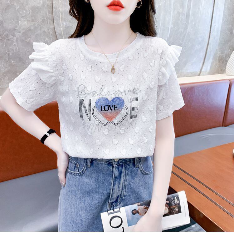 新商品 大人可愛い 話題沸騰中 ホットダイヤモンド 全3色 半袖Tシャツ<S-8868>