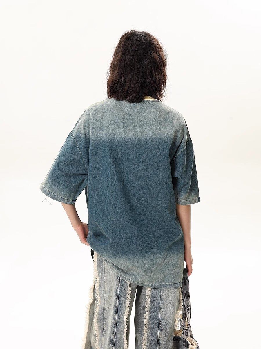 話題沸騰中 絶対流行 売れ筋 早い者勝ち カジュアル デニム 2色選択 Tシャツ<S-11179>
