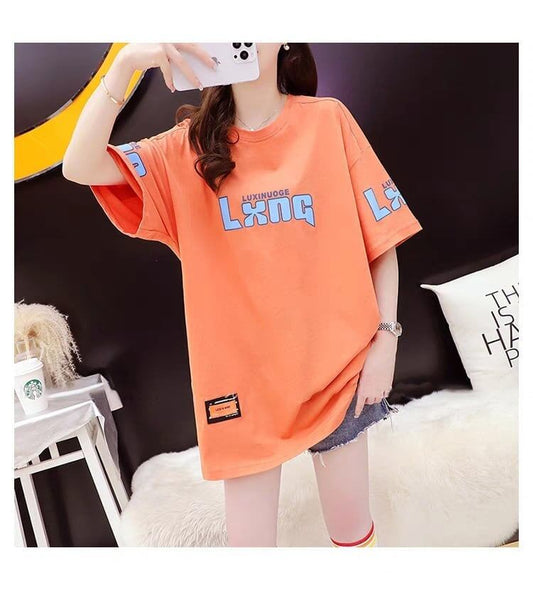 質感のいい アルファベット 熊柄 ドロップショルダー オーバーサイズ Tシャツ ＜S-2878＞