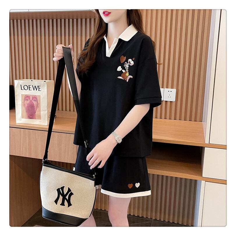 定番シンプル 切り替え カジュアル 半袖Ｔシャツⅹパンツセット全3色 <S-8267>