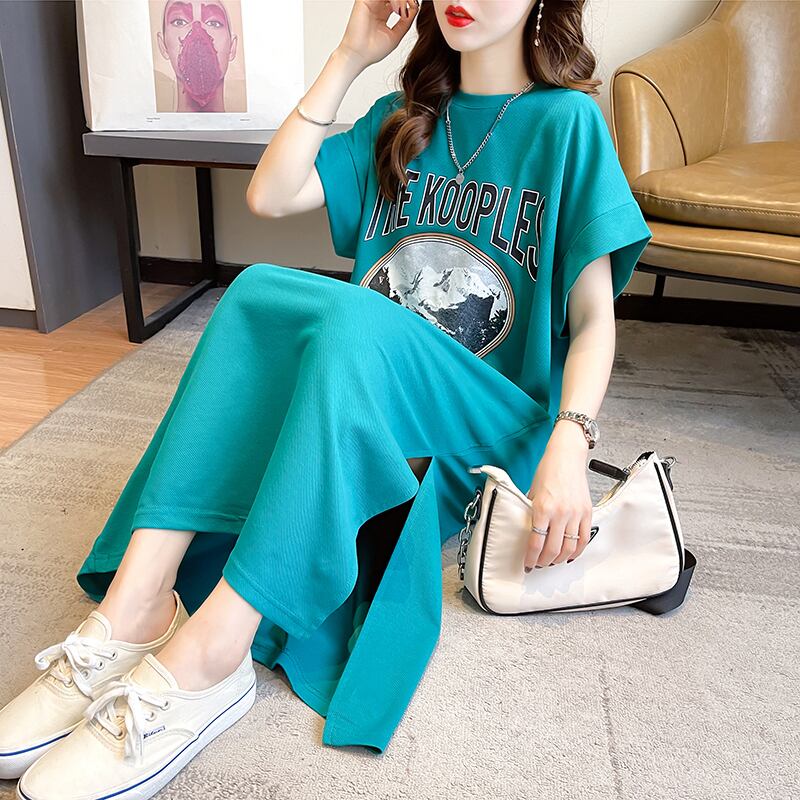 好感度満載 プリント 美感いっぱい Tシャツ カットソー ワンピース＜S-3599＞