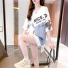スタイリッシュ 切り替え 一目惚れ プリント Tシャツ カットソー＜S-3102＞