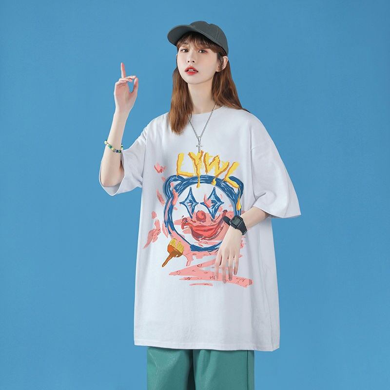 話題沸騰中 ゆったり カジュアル プリント 2色半袖Tシャツ＜S-8159＞