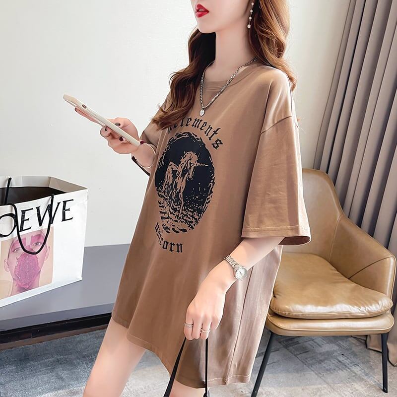 カジュアル 切り替え ファッション プリント Tシャツ カットソー＜S-3581＞