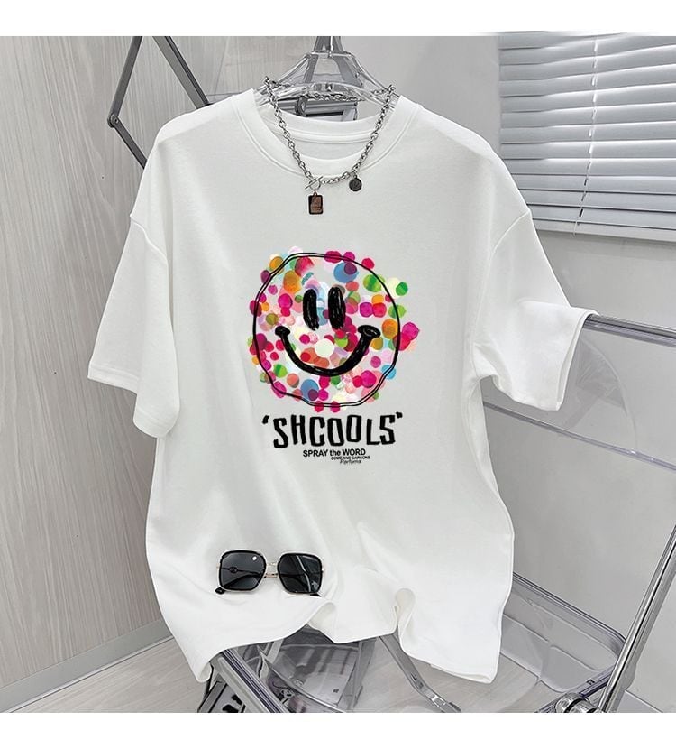 話題沸騰中 スマイリー カジュアル 半袖 Tシャツ <S-8651>