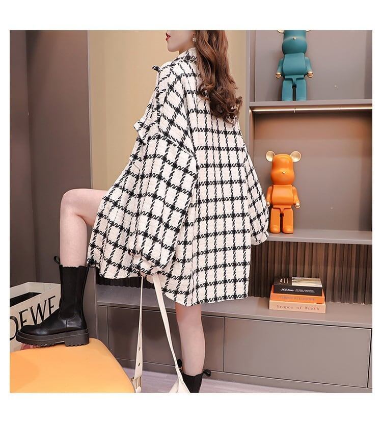 定番シンプル チェック柄 ポケット シャツ トップス 二色＜S-4048＞