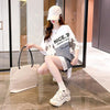 スタイリッシュ 切り替え 一目惚れ プリント Tシャツ カットソー＜S-3102＞