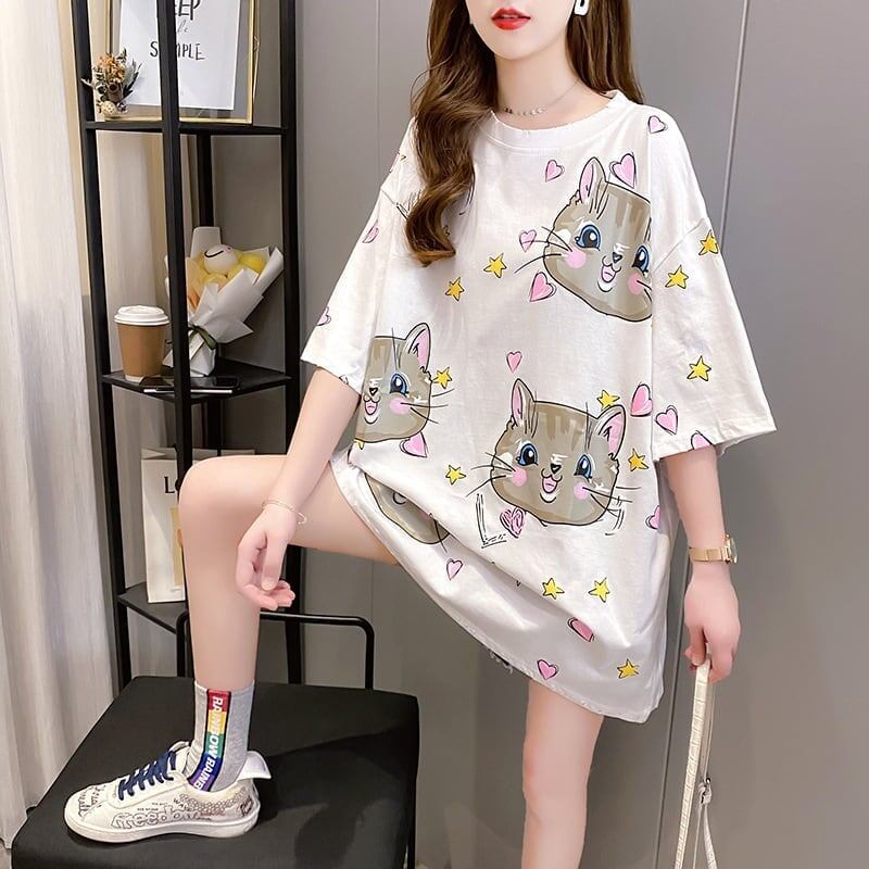 オシャレ度満点 切り替え 一目惚れ プリント Tシャツ カットソー＜S-3482＞
