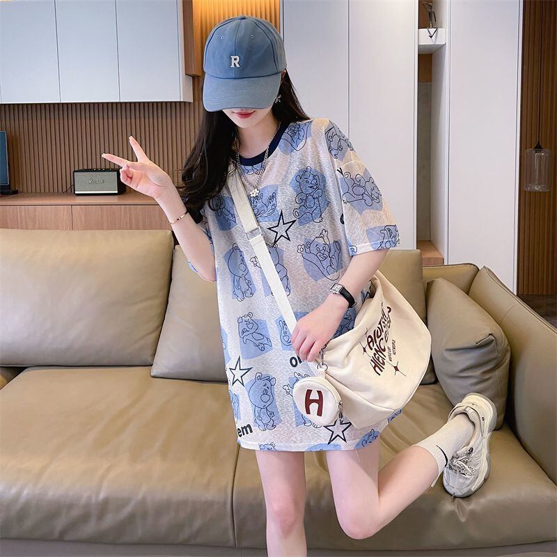 【半額！期間限定！！】絶対流行 キュート カジュアル プリント 日焼け止め 半袖Tシャツ＜S-8576＞