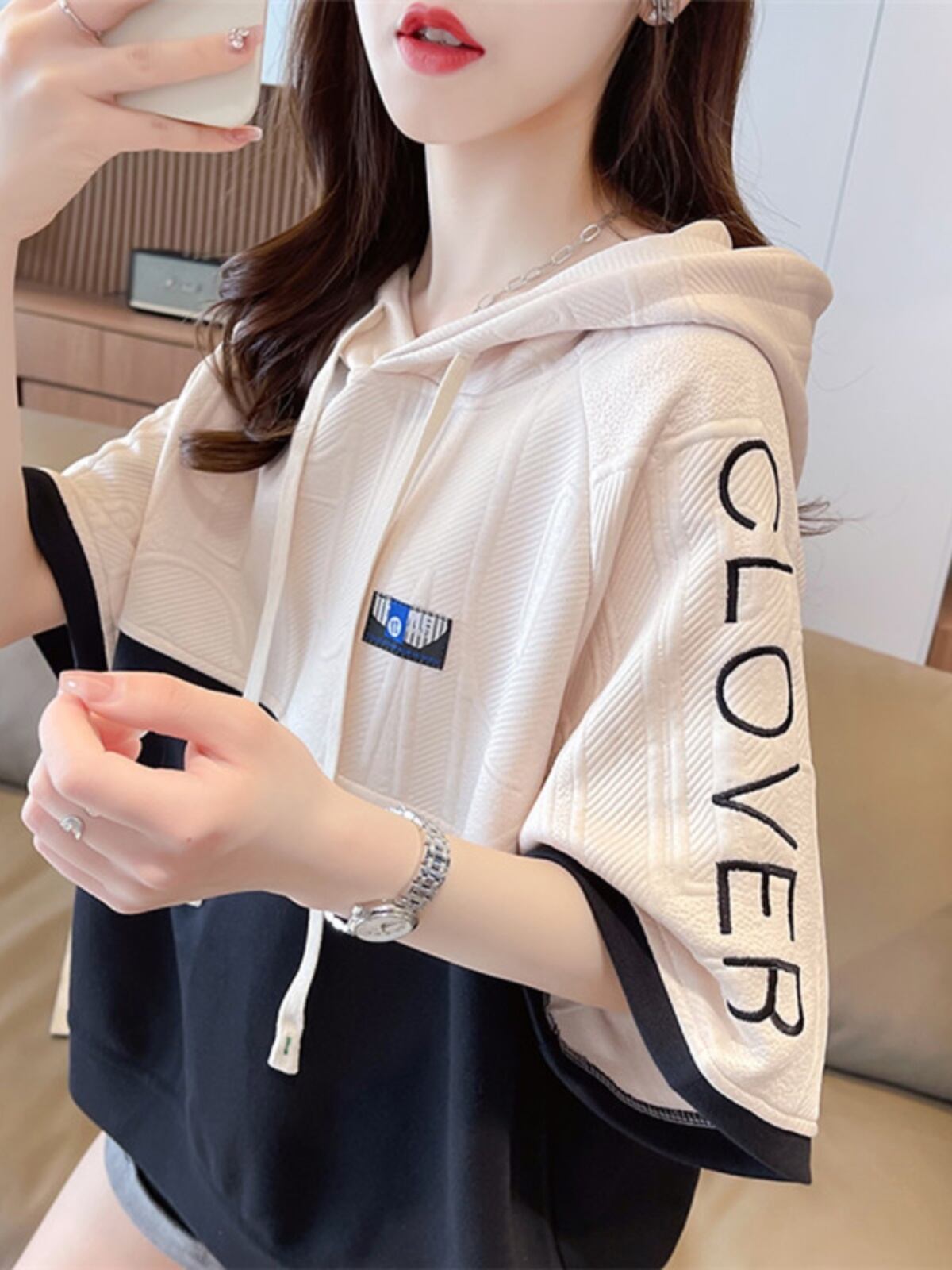 高級感 帽子付き 半袖 Tシャツ スウェット ＜S-8640＞