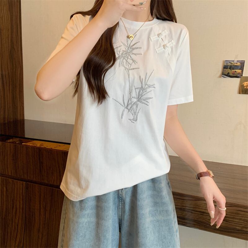 おすすめ 海外トレンド カジュアル モーダル 刺繍 半袖Tシャツ＜S-8476＞