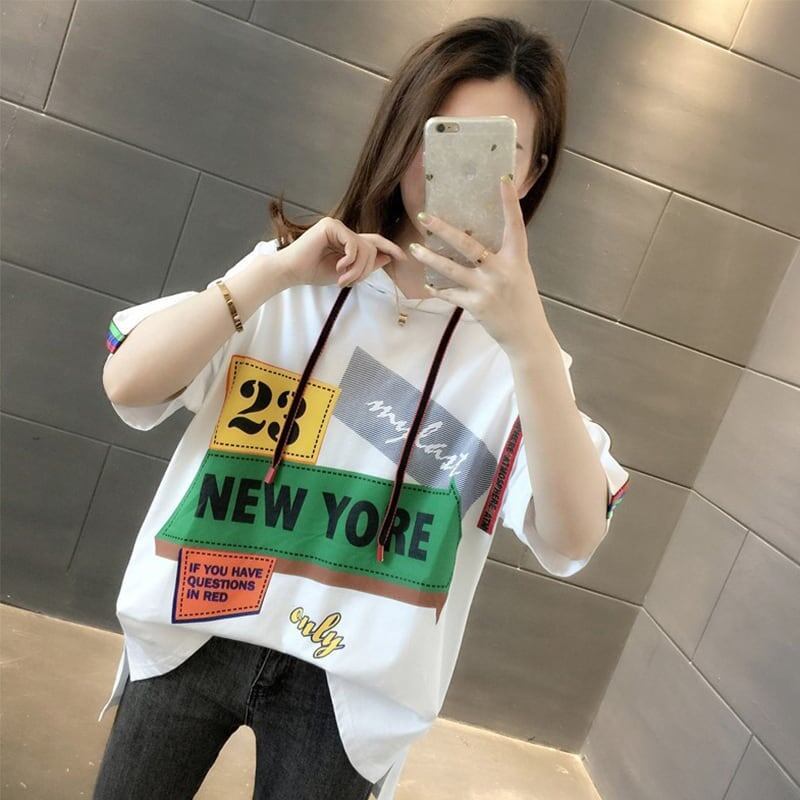 オシャレ度満点 切り替え カジュアル プリント Tシャツ カットソー＜S-3491＞