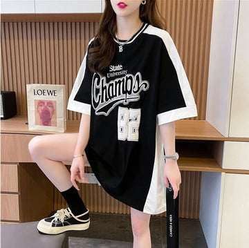 絶対流行 一目惚れ 個性的なデザイン 2色選択可 プリント Tシャツ カットソー＜S-8279＞