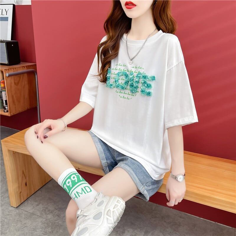 デザイン感 プリント チャーミング Tシャツ カットソートップス＜S-3151＞