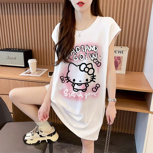 大人可愛い プリント ゆったり レディース ワンピース S-13270