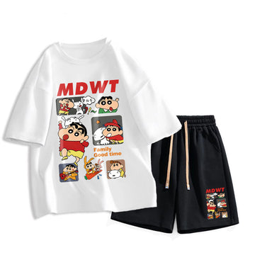 男女兼用 売れ筋 プリント Tシャツ & ショーツ セットアップ S-13263