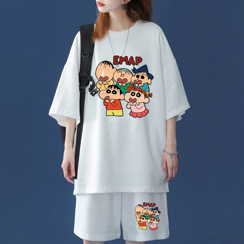 早い者勝ち プリント Tシャツ & ショーツ セットアップ S-13236