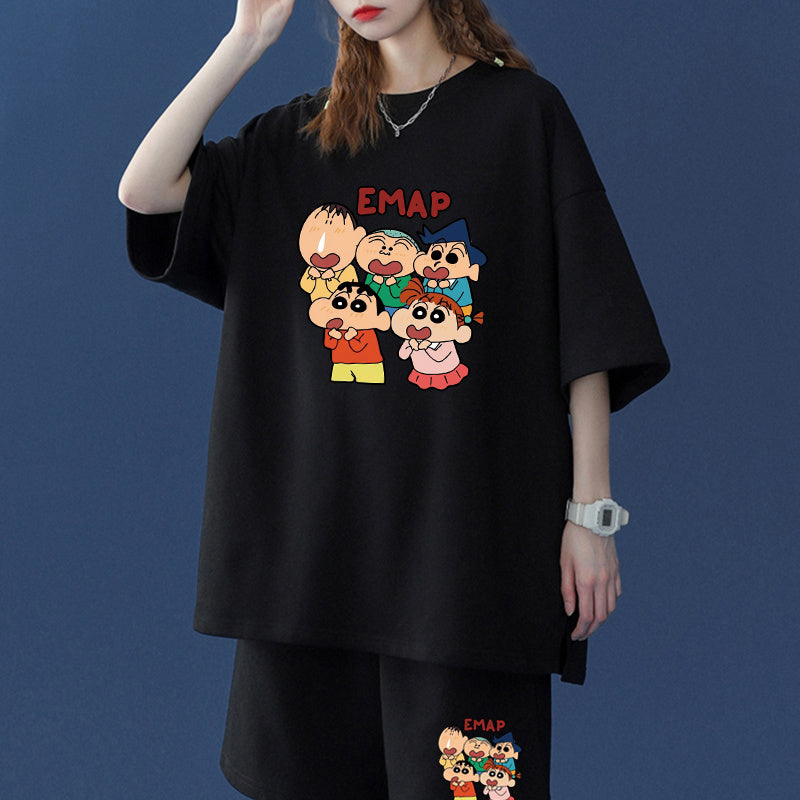 早い者勝ち プリント Tシャツ & ショーツ セットアップ S-13236