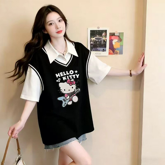 偽二枚 カジュアル プリント シンプル Tシャツ S-13260