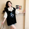 偽二枚 シンプル 体型カバー カジュアル Tシャツ S-13261