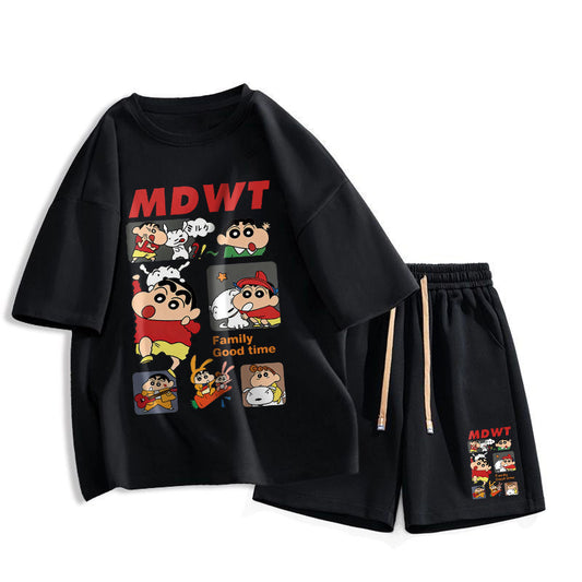 男女兼用 売れ筋 プリント Tシャツ & ショーツ セットアップ S-13263