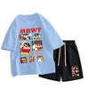 男女兼用 売れ筋 プリント Tシャツ & ショーツ セットアップ S-13263