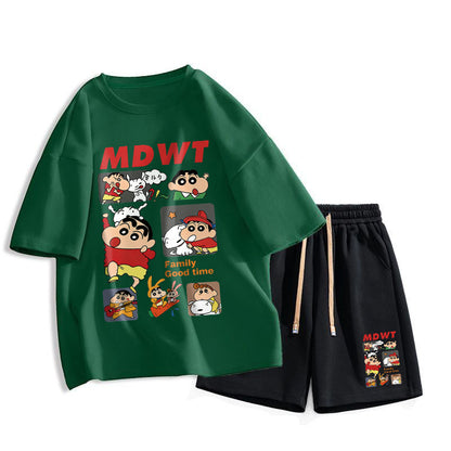 男女兼用 売れ筋 プリント Tシャツ & ショーツ セットアップ S-13263
