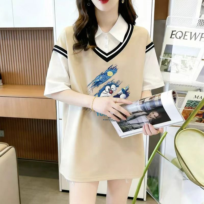 偽二枚 シンプル 体型カバー カジュアル Tシャツ S-13261