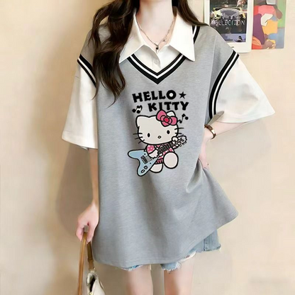 偽二枚 カジュアル プリント シンプル Tシャツ S-13260