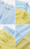可愛い 切り替え フリル袖 ワンピース MO-80018