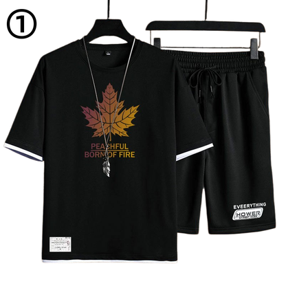 デザイン性抜群 カジュアル Tシャツ & ショーツ セットアップ MO-80068